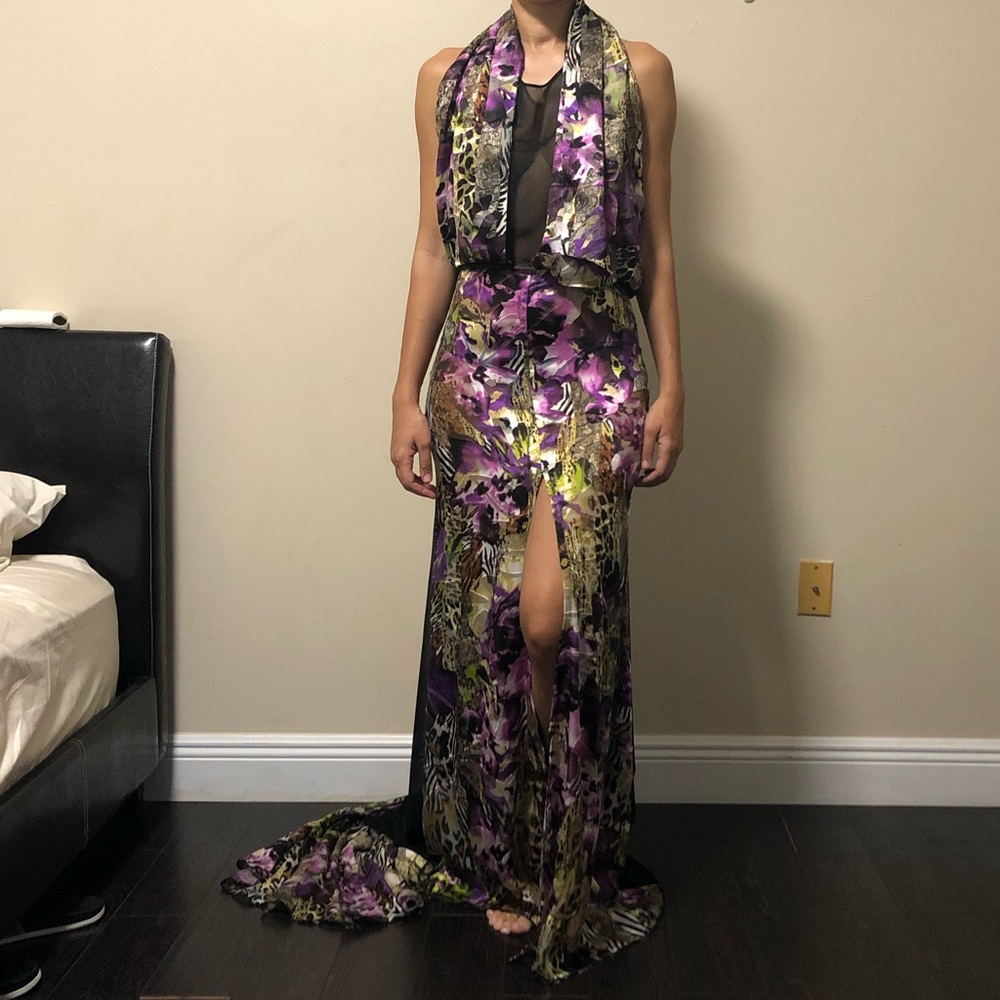 Black Dress /Gown with sheer back and train. PROM